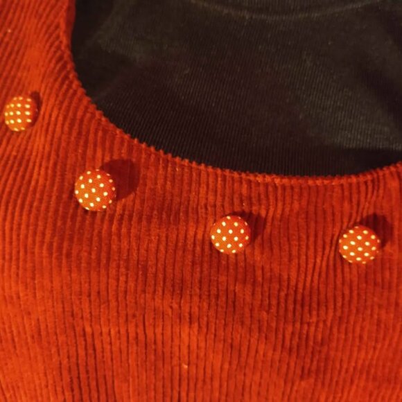 Maternity dungaree corduroy dress, burgundy, Large Size maternity - Picture 2 of 3